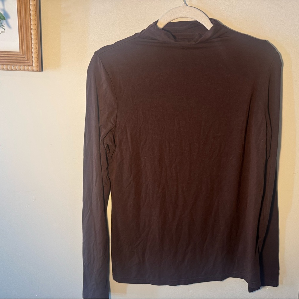 Brown Long Sleeve Turtleneck Top